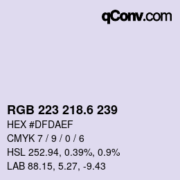 カラーコード: RGB 223 218.6 239 | qconv.com