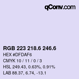 カラーコード: RGB 223 218.6 246.6 | qconv.com