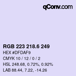 カラーコード: RGB 223 218.6 249 | qconv.com