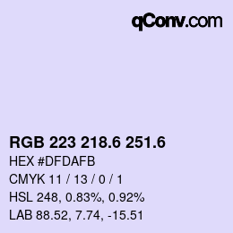 カラーコード: RGB 223 218.6 251.6 | qconv.com