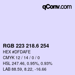 カラーコード: RGB 223 218.6 254 | qconv.com
