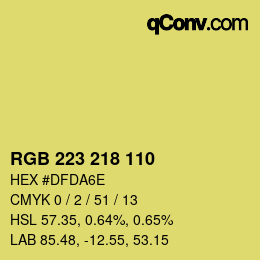 Color code: RGB 223 218 110 | qconv.com