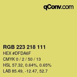 Color code: RGB 223 218 111 | qconv.com