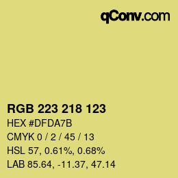 Color code: RGB 223 218 123 | qconv.com