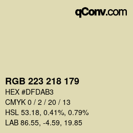 Color code: RGB 223 218 179 | qconv.com
