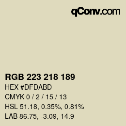 Código de color: RGB 223 218 189 | qconv.com