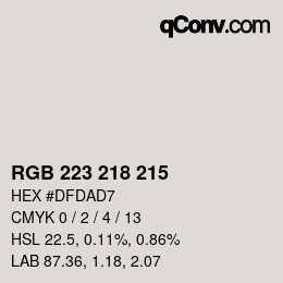 Código de color: RGB 223 218 215 | qconv.com