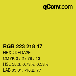 Color code: RGB 223 218 47 | qconv.com