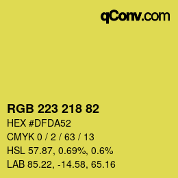 Color code: RGB 223 218 82 | qconv.com