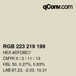 Color code: RGB 223 219 199 | qconv.com