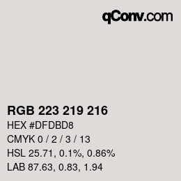 Color code: RGB 223 219 216 | qconv.com