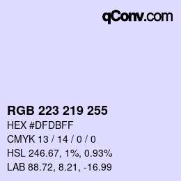 カラーコード: RGB 223 219 255 | qconv.com