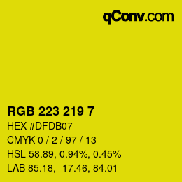 Color code: RGB 223 219 7 | qconv.com