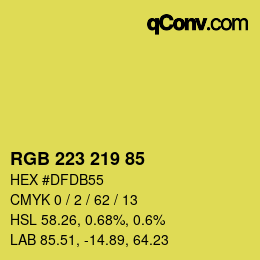 Color code: RGB 223 219 85 | qconv.com