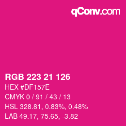 Color code: RGB 223 21 126 | qconv.com