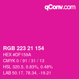 Color code: RGB 223 21 154 | qconv.com