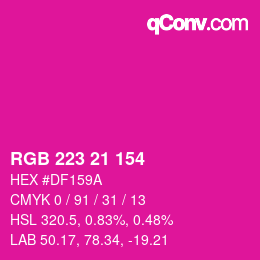 Color code: RGB 223 21 154 | qconv.com