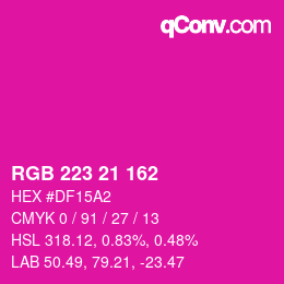 Color code: RGB 223 21 162 | qconv.com