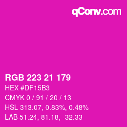 Color code: RGB 223 21 179 | qconv.com