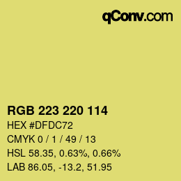 Color code: RGB 223 220 114 | qconv.com