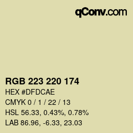 Color code: RGB 223 220 174 | qconv.com