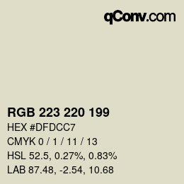 Color code: RGB 223 220 199 | qconv.com