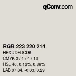 カラーコード: RGB 223 220 214 | qconv.com