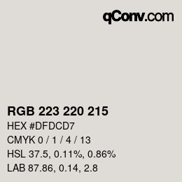 Color code: RGB 223 220 215 | qconv.com