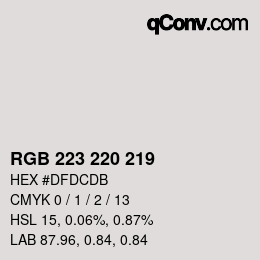 Color code: RGB 223 220 219 | qconv.com