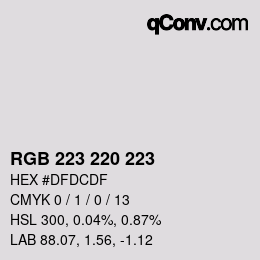 カラーコード: RGB 223 220 223 | qconv.com