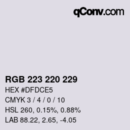 Color code: RGB 223 220 229 | qconv.com