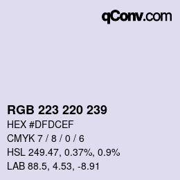 Color code: RGB 223 220 239 | qconv.com
