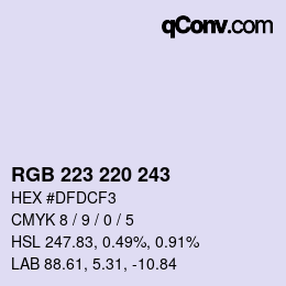 Color code: RGB 223 220 243 | qconv.com