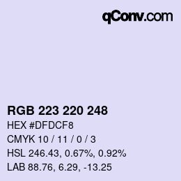 Color code: RGB 223 220 248 | qconv.com