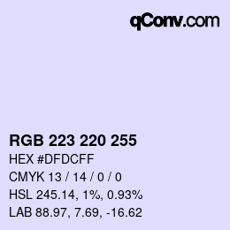 カラーコード: RGB 223 220 255 | qconv.com