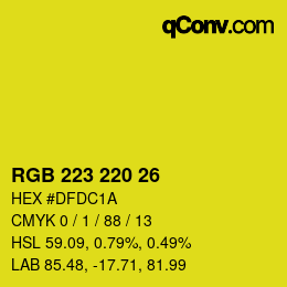 カラーコード: RGB 223 220 26 | qconv.com