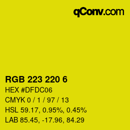 Color code: RGB 223 220 6 | qconv.com