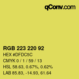 Color code: RGB 223 220 92 | qconv.com