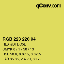 Color code: RGB 223 220 94 | qconv.com