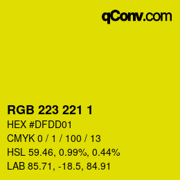 カラーコード: RGB 223 221 1 | qconv.com