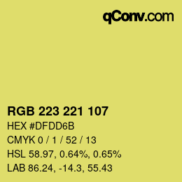 Color code: RGB 223 221 107 | qconv.com
