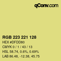 Color code: RGB 223 221 128 | qconv.com
