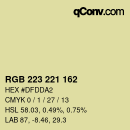 Color code: RGB 223 221 162 | qconv.com