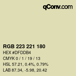 Color code: RGB 223 221 180 | qconv.com