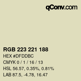 Color code: RGB 223 221 188 | qconv.com