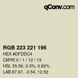 Color code: RGB 223 221 196 | qconv.com