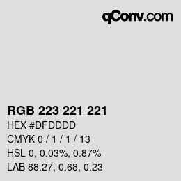 Color code: RGB 223 221 221 | qconv.com