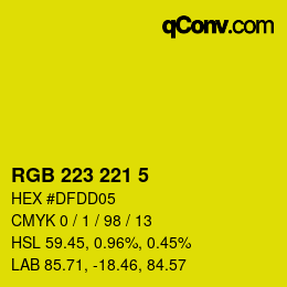 Color code: RGB 223 221 5 | qconv.com