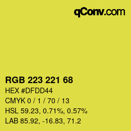 Color code: RGB 223 221 68 | qconv.com