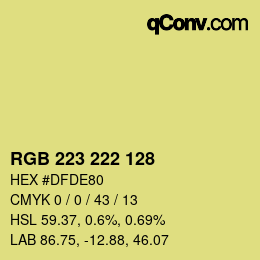 Color code: RGB 223 222 128 | qconv.com